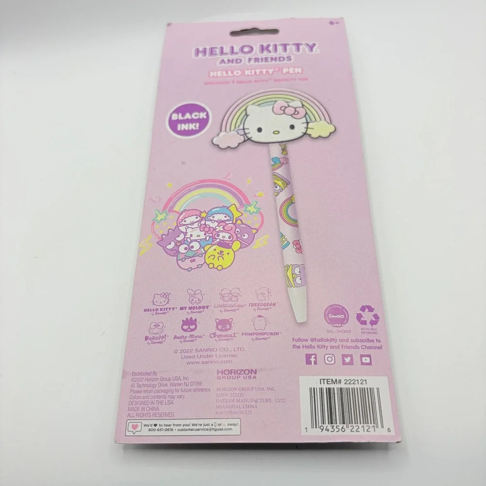 Sanrio Hello Kitty Keroppi Rainbow Novelty Pen Set 2pk Black Ink Kawaii Pens